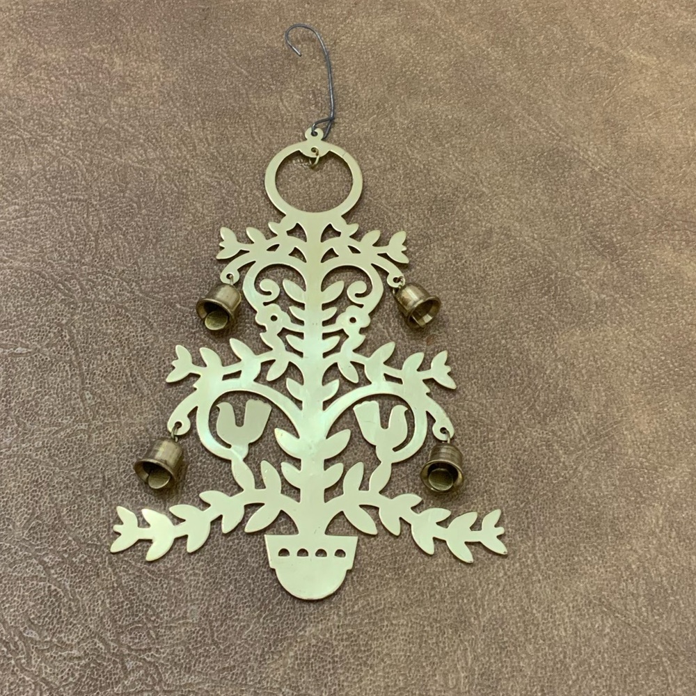 Holiday Chimes Brass Tree Ornament